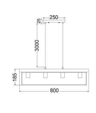 CLA VIRUN Interior Rectangular Frame Wood with Black Hardware Pendant Light