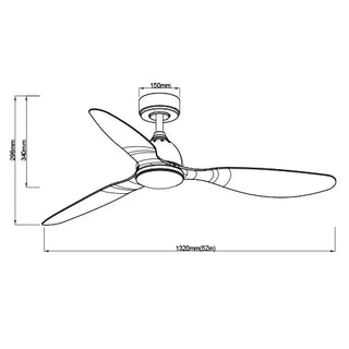 SAL Waverley 52 + SACF01/52/3 52" 1320mm 50W AC Ceiling Fan Three Blades with 18W LED Light