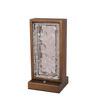 CLA Zeigel Interior LED Rectangular Textured Ice Glass Diffuser Table Lamps