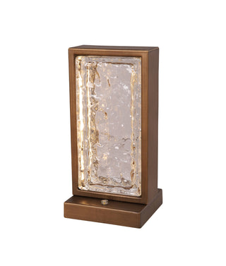 CLA Zeigel Interior LED Rectangular Textured Ice Glass Diffuser Table Lamps