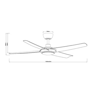 SAL Barden 52 + SDCF21/52/4 52" 1320mm 30W DC Ceiling Fan Four Blades with 22W Dimmable LED Selectable CCT