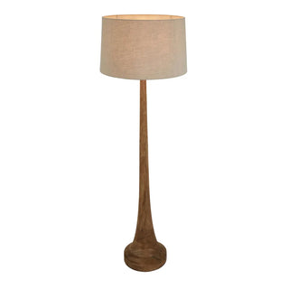 Emac & Lawton Lancia Large Dark Natural Turned Wood Slender Floor Lamp