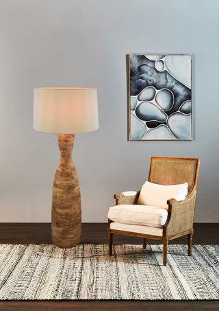 Emac & Lawton Esraj Turned Wood Natural Floor Lamp Base Only