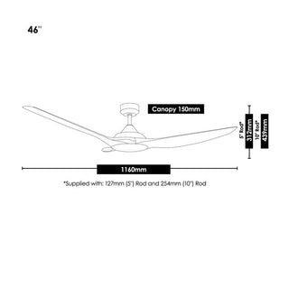 Vencha Lighting Raven RWS 46 DC Ceiling Fan Walnut