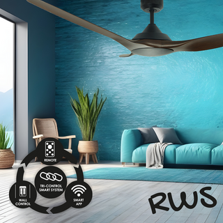 Vencha Lighting Raven RWS 64 DC Ceiling Fan Walnut