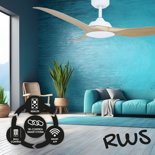 Vencha Lighting Raven RWS 64 DC Ceiling Fan Oak
