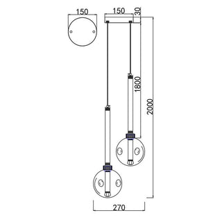 Vencha Lighting Meteor 2 Light Pendant