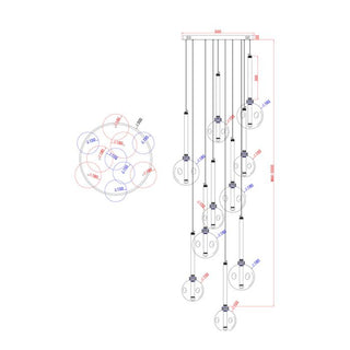 Vencha Lighting Meteor 10 Light Pendant Round