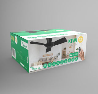 Vencha Lighting Kiwi 32 Ceiling Fan No Light Black