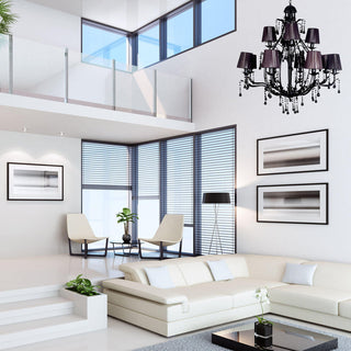 FLORENCE 12 Light Pendant Black Crystal Chandelier by V&M Import