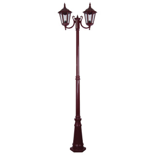 Domus GT 1077 Chester Twin Head Curved Arm Tall Post Light - Powder Coated Finish B22