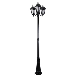 Domus GT 1078 Chester Triple Head Curved Arm Tall Post Light - Powder Coated Finish B22