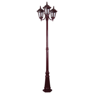 Domus GT 1078 Chester Triple Head Curved Arm Tall Post Light - Powder Coated Finish B22