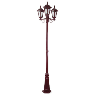 Domus GT 142 Chester Three Head Tall Post Light - Powder Coated Finish B22