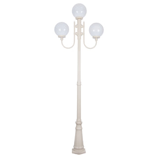 Domus GT 622 Lisbon Triple 25cm Spheres Curved Arms Tall Post Light - Powder Coated Finish E27