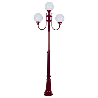 Domus GT 622 Lisbon Triple 25cm Spheres Curved Arms Tall Post Light - Powder Coated Finish E27