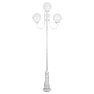 Domus GT 622 Lisbon Triple 25cm Spheres Curved Arms Tall Post Light - Powder Coated Finish E27
