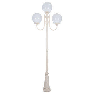 Domus GT 623 Lisbon Triple 30cm Spheres Curved Arms Tall Post Light - Powder Coated Finish E27