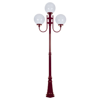 Domus GT 623 Lisbon Triple 30cm Spheres Curved Arms Tall Post Light - Powder Coated Finish E27