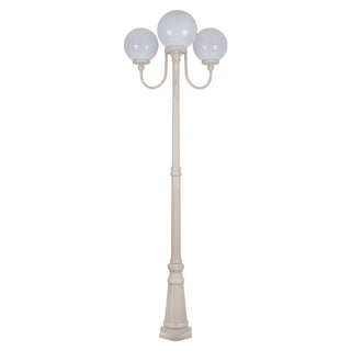 Domus GT 624 Lisbon Triple 25cm Spheres Curved Arms Tall Post Light - Powder Coated Finish E27