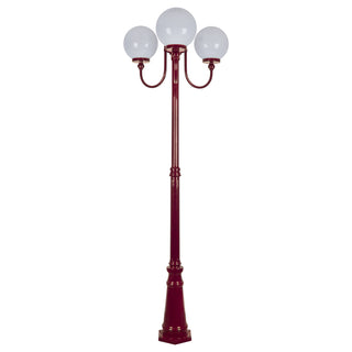 Domus GT 624 Lisbon Triple 25cm Spheres Curved Arms Tall Post Light - Powder Coated Finish E27