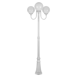 Domus GT 624 Lisbon Triple 25cm Spheres Curved Arms Tall Post Light - Powder Coated Finish E27