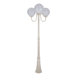 Domus GT 625 Lisbon Triple 30cm Spheres Curved Arms Tall Post Light - Powder Coated Finish E27