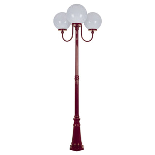 Domus GT 625 Lisbon Triple 30cm Spheres Curved Arms Tall Post Light - Powder Coated Finish E27
