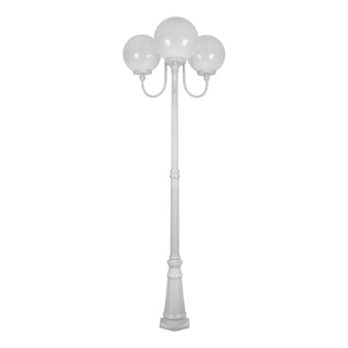 Domus GT 625 Lisbon Triple 30cm Spheres Curved Arms Tall Post Light - Powder Coated Finish E27