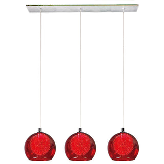 METEOR 3 Light Various Colours Bar Pendant by VM Lighting - Red