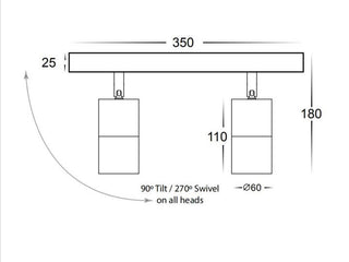 3A Lighting 2 Lights Bar Adjustable Spotlight 2142
