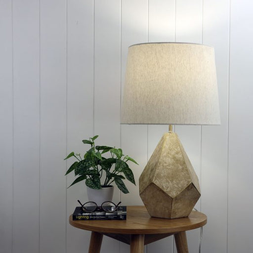 Oriel Lighting LEON Geometric Ivory and Gold Table Lamp