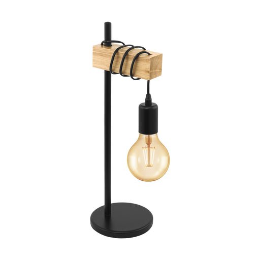 Eglo Lighting TOWNSHEND table lamp black steel and light solid wood