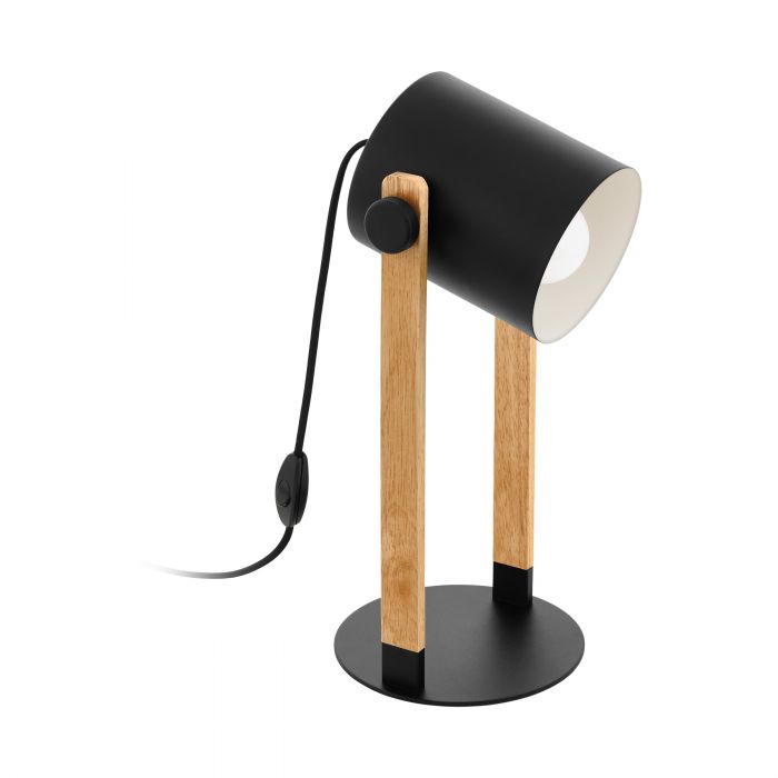 Eglo Lighting Hornwood 60W E27 Black/Light Wood Table Lamp