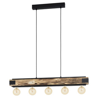 Eglo Lighting Layham 5X60W E27 Black/Rustic Wood Pendant Light