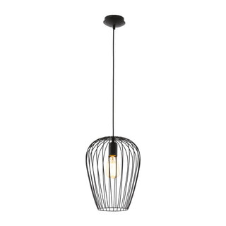 Eglo Lighting NEWTOWN pendant light wire shade with a striking black finish