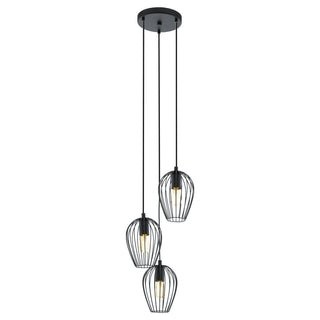 Eglo Lighting NEWTOWN pendant light wire shade with a striking black finish