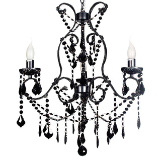Venice 3 Light Pendant Black Crystal Chandelier by VM Lighting