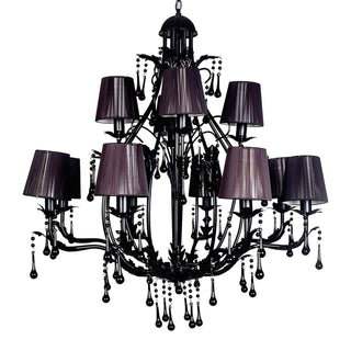 FLORENCE 12 Light Pendant Black Crystal Chandelier by VM Lighting