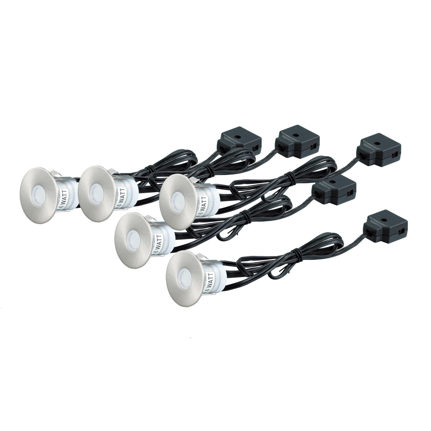 Set of 5 Round Stainless Steel LED Deck Lights by VM Lighting