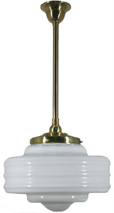 Lighting Inspiration Detroit 14'' Opal Rod Pendant 3/4'' Half Meter Brass