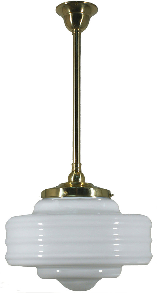 Lighting Inspiration Detroit 14'' Opal Rod Pendant 3/4'' Half Meter Brass