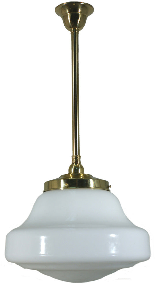 Lighting Inspiration Lincoln Schoolhouse Opal Rod Pendant 3/4'' Half Meter Brass