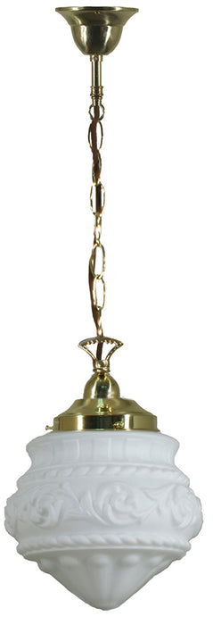 Lighting Inspiration Premier 8'' Opal Matt Single Chain Susp Brown Cord Brass
