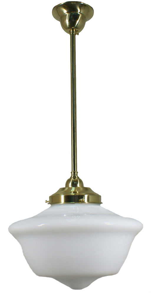Lighting Inspiration Victorian 12'' Schoolhouse Opal Rod Pendant 1/2'' Half Meter Brass