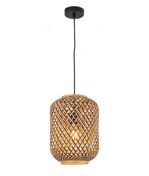 CLA CESTA Cylinder Brown/Natural Bamboo Cage Pendant Light