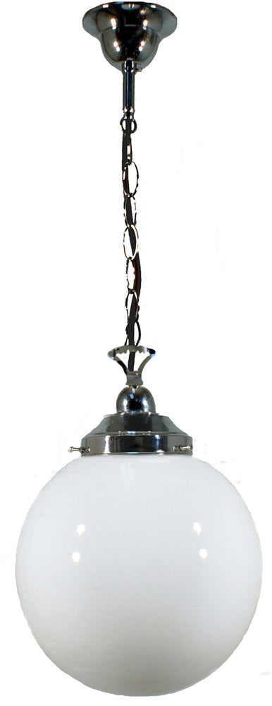 Lighting Inspiration Sphere 10'' Opal Single Chain Susp Brown Cord Chrome