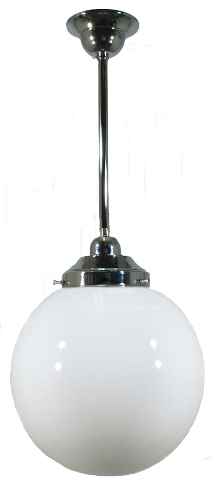 Lighting Inspiration Sphere 10'' Opal Rod Pendant 1/2'' Half Meter Chrome