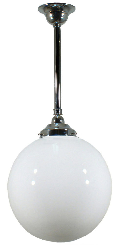 Lighting Inspiration Sphere 12'' Opal Rod Pendant 3/4'' Half Meter Chrome