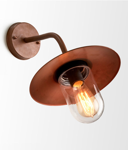 CLA Deksel Aged Copper Clear Glass exterior wall lights